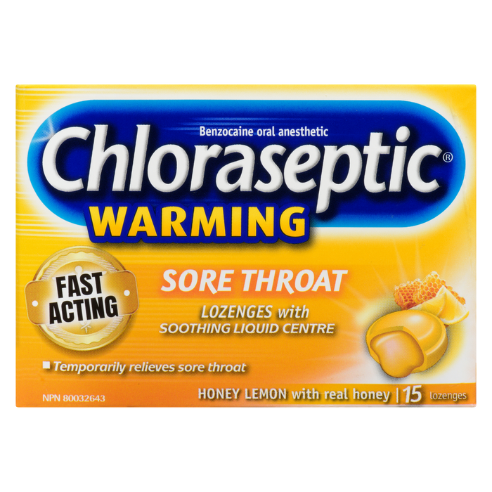 Chloraseptic Sore Throat Lozenges with Soothing Liquid Centre Warming Honey Lemon 15 Lozenges