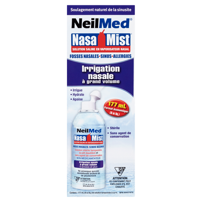 Spray nasal salin NeilMed Nasa Mist à jet complet pour irrigation nasale 177 ml