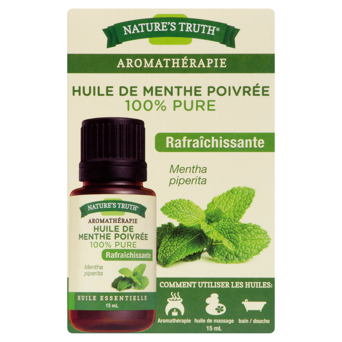 Huile essentielle de menthe poivrée rafraîchissante 100 % pure de Nature's Truth Aromatherapy 15 ml