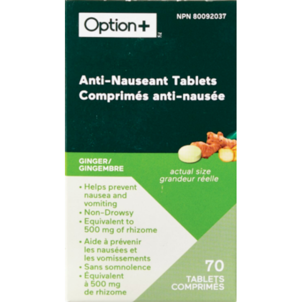 Option+ Anti-Nauseant Ginger Tablets 70 Tablets