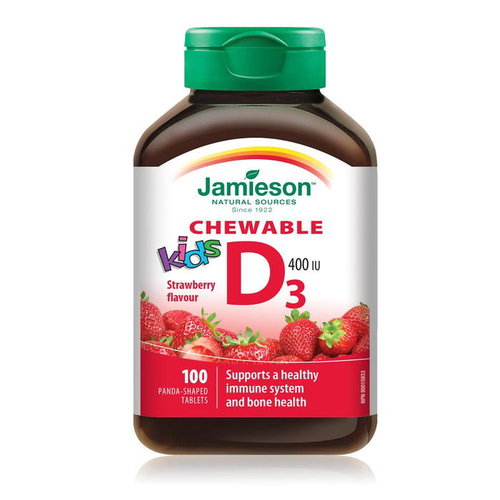 Vitamine D à croquer pour enfants Jamieson 400 UI - Fraise