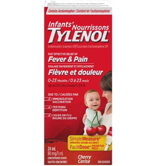 Gouttes Tylenol contre la fièvre et la douleur pour nourrissons - Cerise