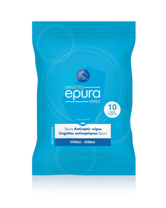 Lingettes antiseptiques stériles Epura - 72,7% d'alcool