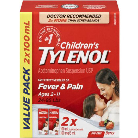Tylenol Fièvre et douleur pour enfants - Baies sans colorant