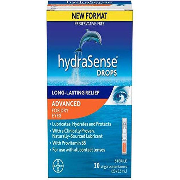 Flacons de gouttes oculaires HydraSense Advanced - Sans conservateur avec provitamine B5