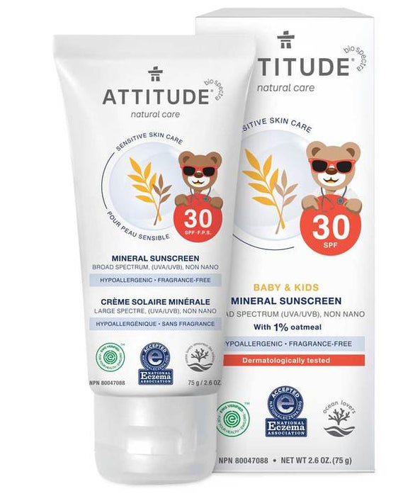 ATTITUDE 100% Mineral Sunscreen- Baby, Fragrance Free