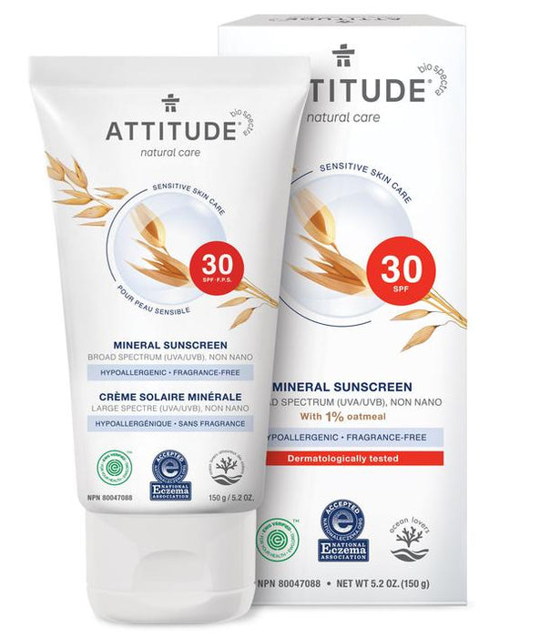 ATTITUDE Sensitive Skin Sunscreen - SPF 30 - Fragrance-Free
