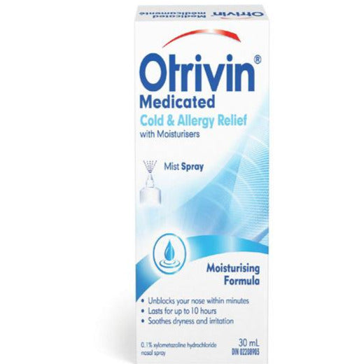 Otrivin Medicated Cold & Allergy Relief with Moisturizers - Mist Spray