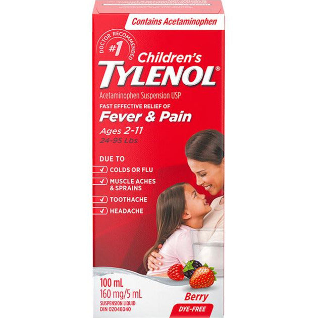 Tylenol Fièvre et douleur pour enfants - Baies sans colorant