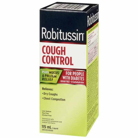 Robitussin DM Cough Control for People with Diabetes - Sugar Free Plus Mucus & Phlegm Relief