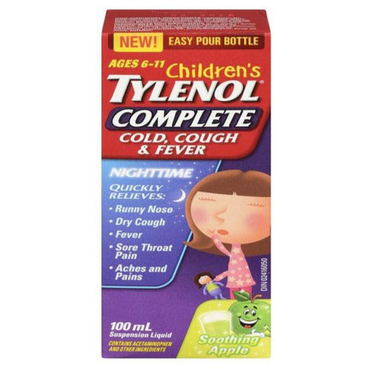 Tylenol Suspension liquide complète pour enfants contre le rhume, la toux et la fièvre - Pomme apaisante