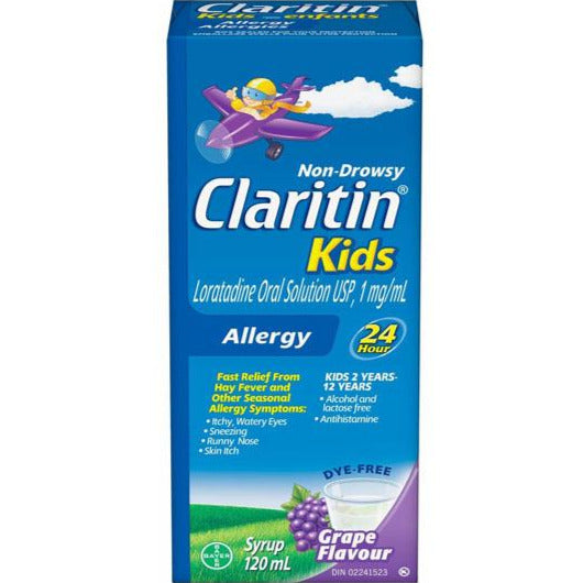 Sirop anti-allergie sans somnolence Claritin Kids - Raisin