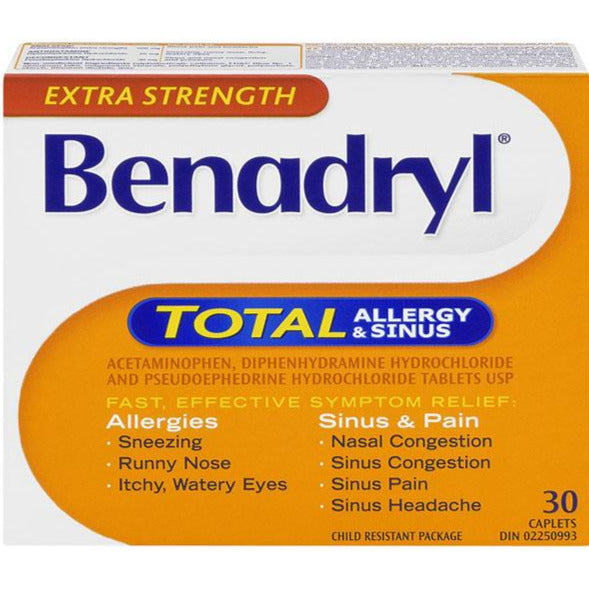 Benadryl TOTAL Allergies et sinus Caplets - Extra fort