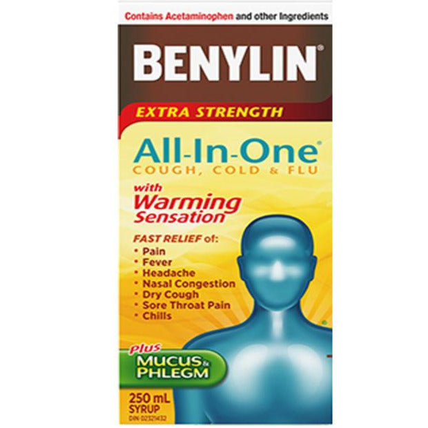 Benylin Sirop tout-en-un rhume et grippe avec sensation de réchauffement