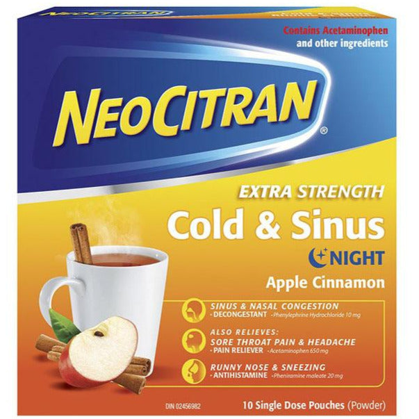 NeoCitran Extra Fort Rhume &amp; Sinus Nuit - Pomme Cannelle