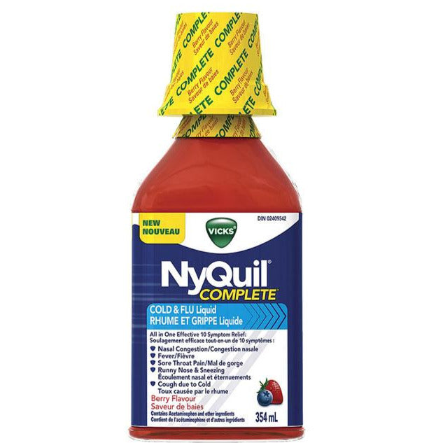 Vicks NyQuil Complete Liquide contre le rhume et la grippe - Baie