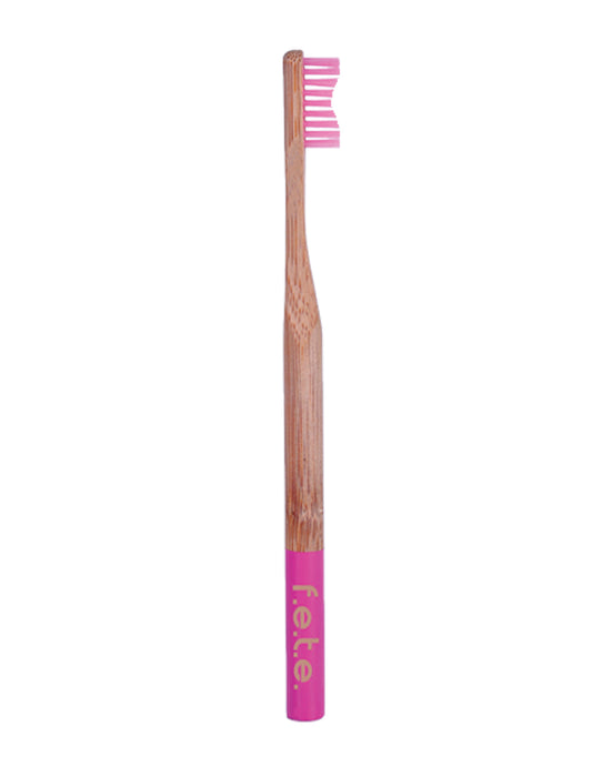 Brosse à dents en bambou fete - Rose vif - Poils fermes