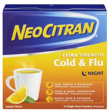 NeoCitran Extra Fort Rhume et Grippe Nuit - Citron