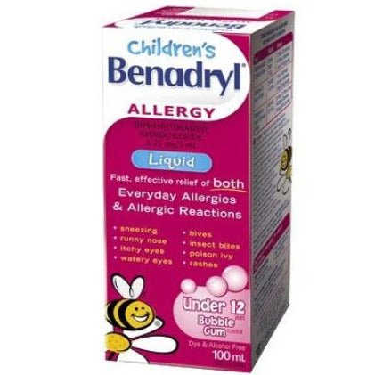 Liquide contre les allergies Benadryl pour enfants - Bubble Gum