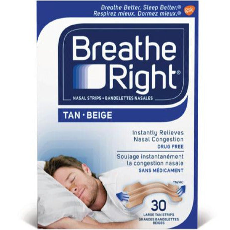Grandes bandelettes nasales Breathe Right - Tan