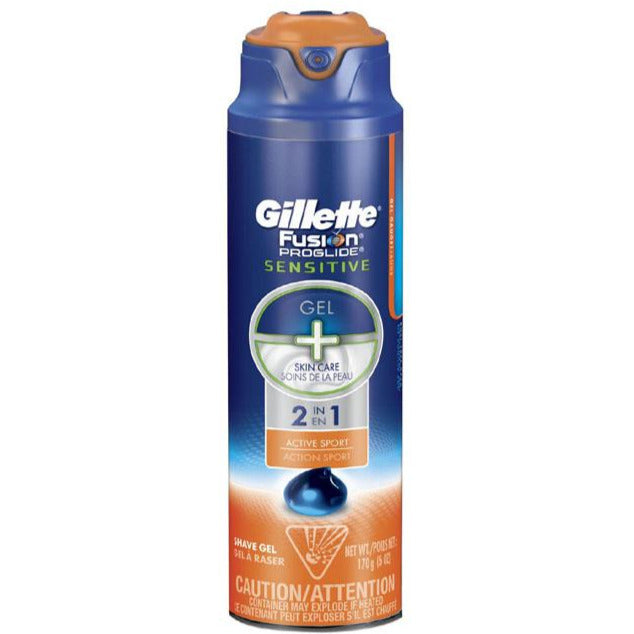 Gillette Fusion5 ProGlide Sensitive Gel à Raser + Soin de la Peau 2-en-1 Active Sport
