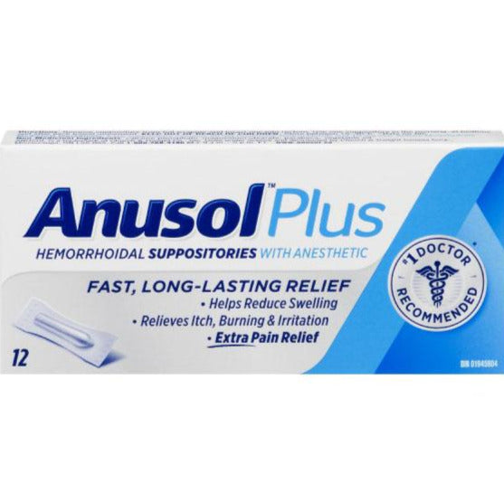 Suppositoires hémorroïdaires Anusol Plus - Soulagement supplémentaire de la douleur