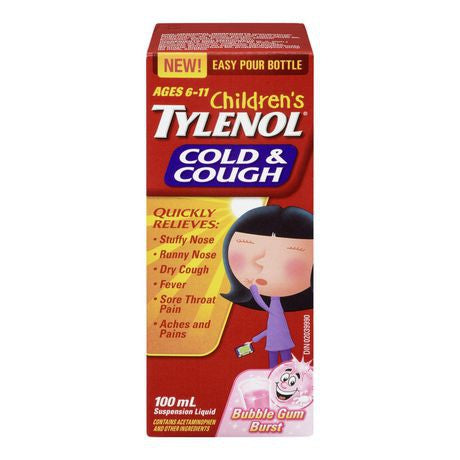 Liquide de suspension froide pour enfants Tylenol - Bubble Gum Burst