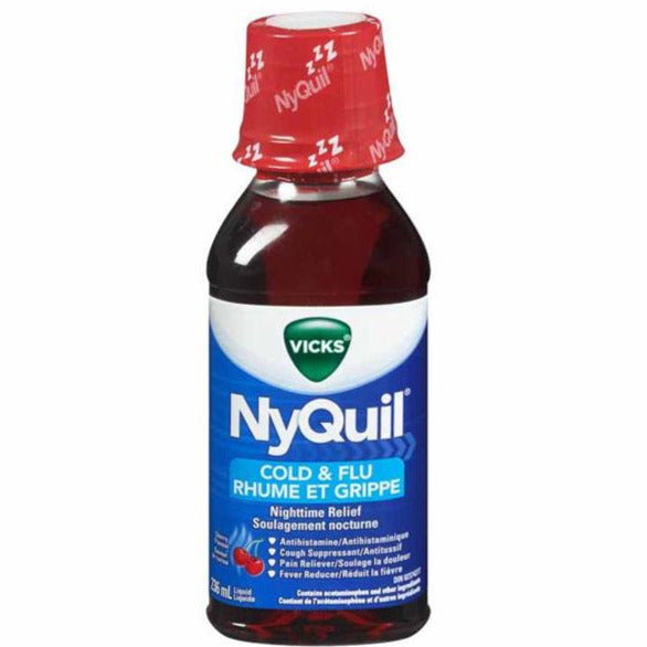 Vicks NyQuil Liquide de soulagement multi-symptômes du rhume et de la grippe - Cerise