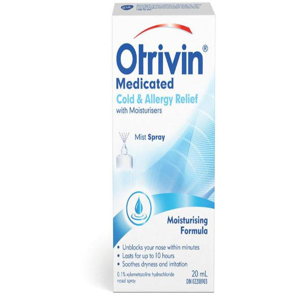 Otrivin Medicated Cold & Allergy Relief with Moisturizers - Mist Spray