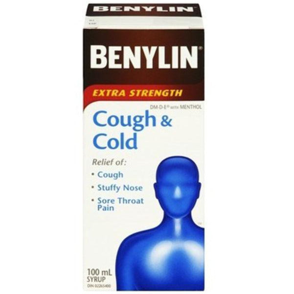 Benylin Sirop extra fort contre la toux et le rhume DM-DE avec menthol