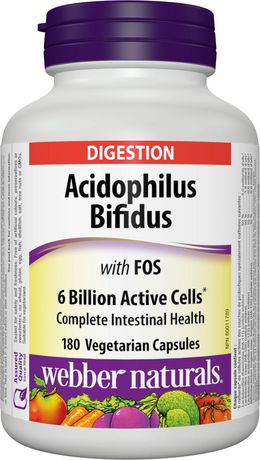 Webber Naturals Acidophilus avec Bifidus et FOS 6 milliards de cellules actives