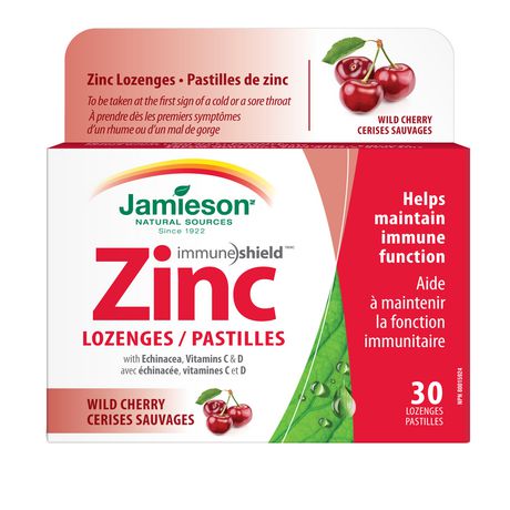 Jamieson Echinacea Vitamins C and D Wild Cherry Zinc Lozenges
