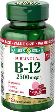 Nature's Bounty Microcomprimés de vitamine B12 à dissolution rapide 2500 mcg - cerise