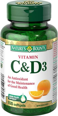Nature's Bounty Vitamine D 1000 UI et Vitamine C 500 mg Gélules