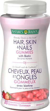 Nature's Bounty Gummies pour cheveux, peau et ongles avec biotine - Fraise