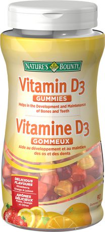 Nature's Bounty Vitamine D Gummies - Fraise, Orange et Citron