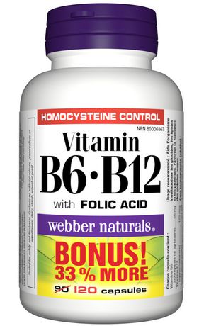 Webber Naturals Pack bonus de vitamines B6, B12 et d'acide folique