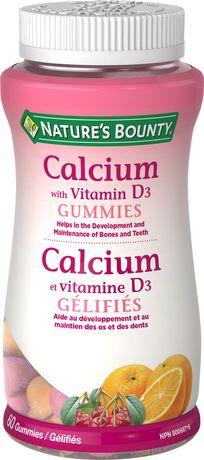 Nature's Bounty Calcium avec Vitamine D3 Gummies - Cerise et Orange