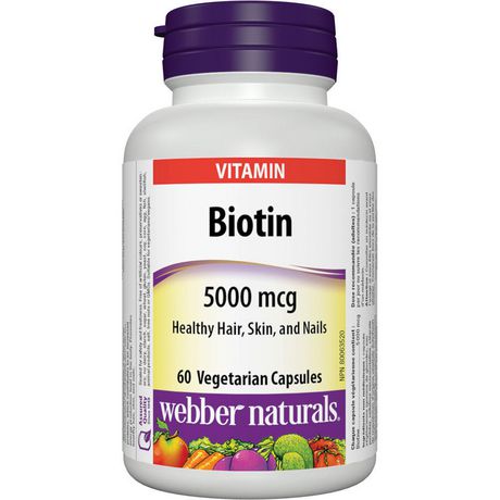 Webber Naturals Biotin 5000 mcg Vegetarian Capsules