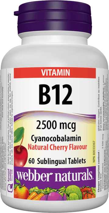 Webber Naturals Vitamine B12 2500 mcg - Cerise naturelle