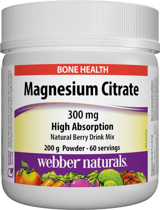 Webber Naturals Citrate de magnésium 300 mg en poudre