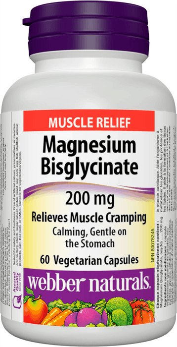 Webber Naturals Bisglycinate de magnésium 200 mg Capsules végétariennes