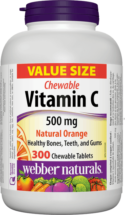 Webber Naturals Vitamine C 500 mg Comprimés à croquer - Orange naturelle