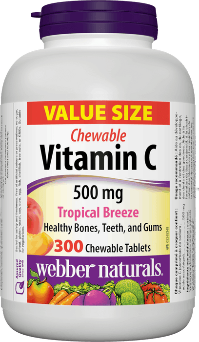 Webber Naturals Vitamine C 500 mg Comprimés à croquer - Brise tropicale