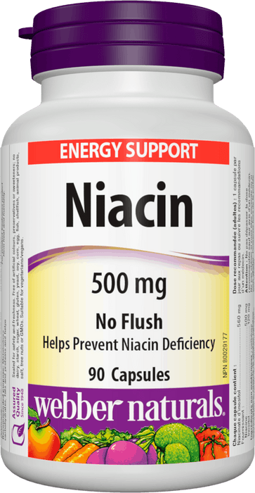 Webber Naturals Niacine sans rinçage 500 mg