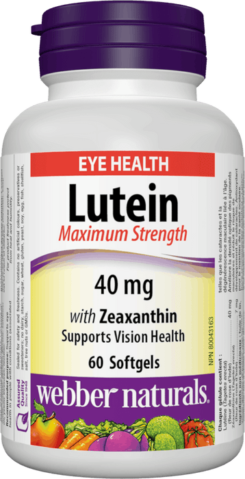 Webber Naturals Lutéine 40 mg avec zéaxanthine