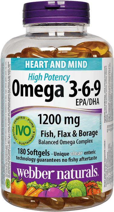Webber Naturals Oméga 3-6-9 EPA/DHA haute puissance 1200 mg