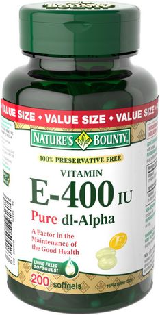 Nature's Bounty Vitamine E 100 % sans conservateur 400 UI
