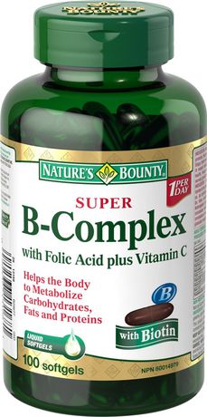 Nature's Bounty Super B-Complex avec acide folique, vitamine C et biotine