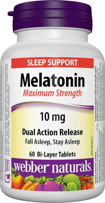 Webber Naturals Mélatonine Force maximale 10 mg Libération double action